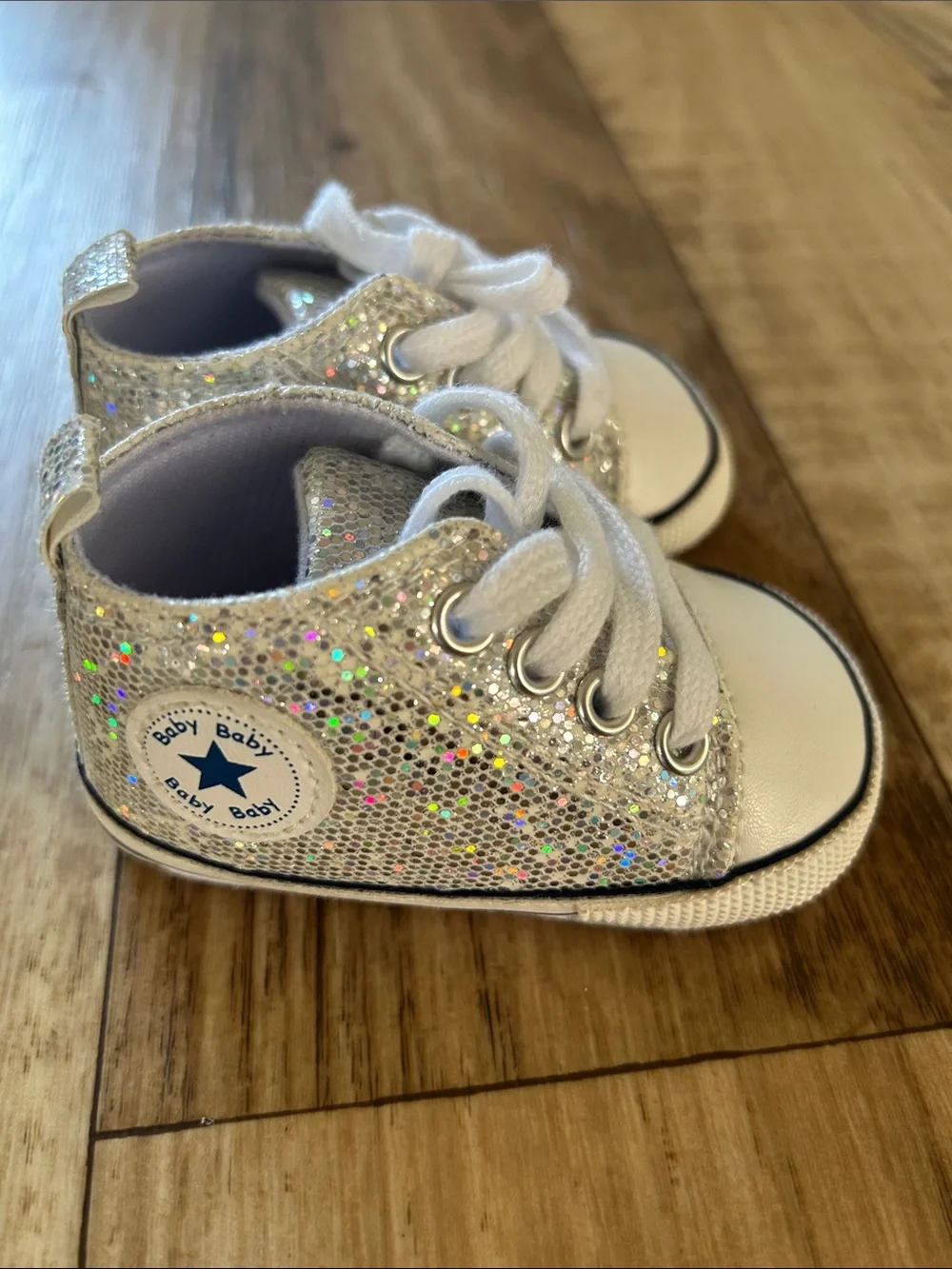 Baby Baby silver glitter sneakers-  size 1 (0-3 months)